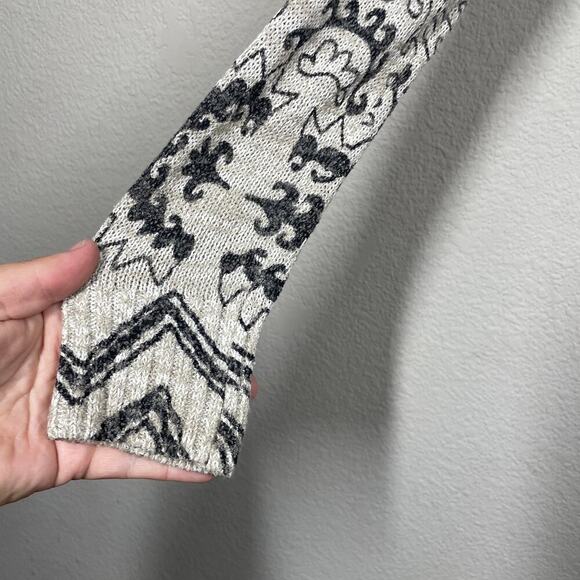 Desigual Small Boho Duster Cardigan Tan Geometric Heart Print Open Front - Picture 7 of 11